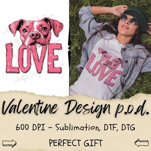 American Dog Love Png, Design di San Valentino, Regalo per lei, Fidanzata Cuore Animale domestico, Download digitale, Sublimazione, DTG, DTF