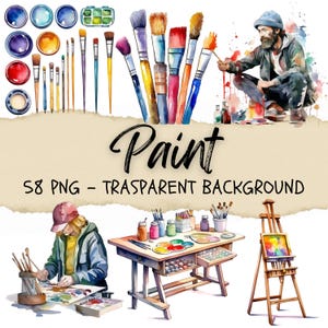 58 Farben Clipart, Pinsel Clipart, Pinselstriche, Splatter-Gemälde, Maler, Splash, Hobby Aufkleber Junk Journal