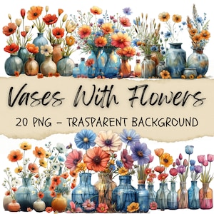 20 Blumenvase Clipart, Floral Vase Clipart, Botanicals Aufkleber, Sukkulente Frühling Blumentopf Malerei, Plant Journal