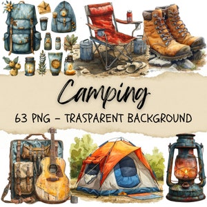 63 Imágenes prediseñadas de camping familiar, Imágenes prediseñadas de camping, Png de montaña, senderismo, fogata, bosque de verano, pegatinas de viaje Diario basura