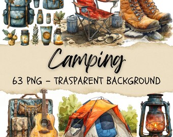 Aquarell Camping Clipart, Sommerwald PNG (63 Dateien)