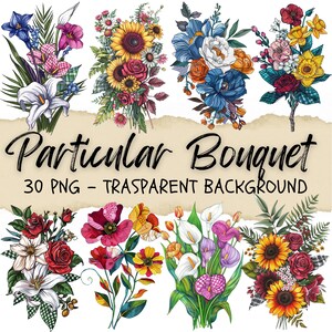 30 Blumenstrauß Clipart, Hochzeitsblumen Png, Blumen Clipart, Botanicals Bouquet Aufkleber, Sukkulente, Plant Journal