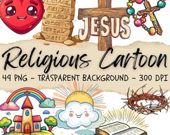 49 Cute Religious Cartoon, Jesus Images Clipart, Christian Artwork, Bible Clipart, Heaven Art, Nativity, Junk Journal