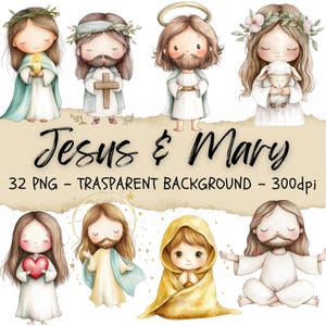 32 lindas imágenes prediseñadas de la Virgen María, lindas ilustraciones de Jesús, Madre María Png, ilustraciones cristianas, arte digital del cielo, diario basura