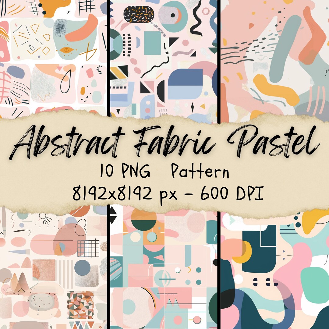 10 Pastel Abstract Fabric Patterns, Repeating Geometry (digital ...