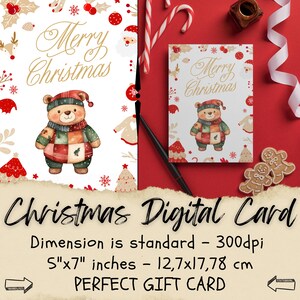 Tarjeta de Navidad benéfica, tarjeta de invitación de Navidad, feliz año nuevo, invitaciones imprimibles, osito de peluche, Artful Clips Boutique