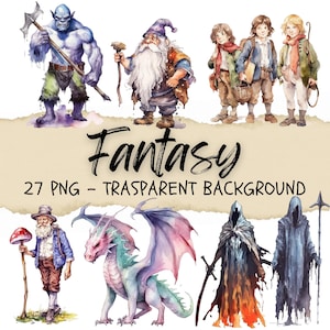 27 fantasiewezens, clipart mythisch wezen, clipart mythologie, monster png, draak, eenhoorn, Fantastic Junk Journal