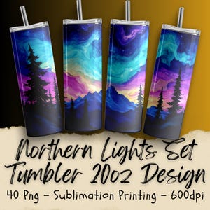 40 Alcohol Ink Northern Lights Tumbler Design 20 oz, Galaxy Skinny Straight Wrap Sublimation, Good Gifts for Girlfriend