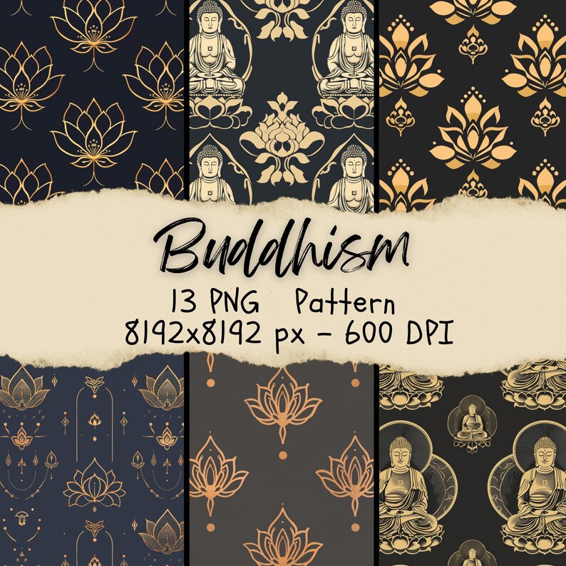 Buddhist Lotus Pattern, Art Fabric, Repeating Style (digital Download ...