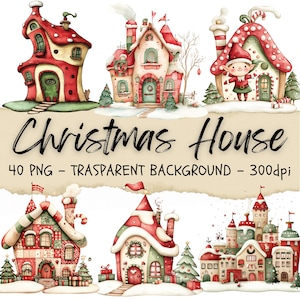 40 Villaggio di Natale, Case Invernali, Clipart Casa di Pan di Zenzero, Clipart Bastoncino di Zucchero, Png Buon Natale, Diario Spazzatura