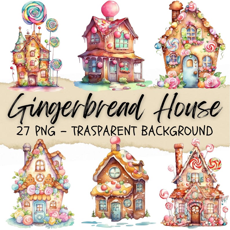 27 Gingerbread House Clipart, Candy Cane Clipart, Merry Christmas Png