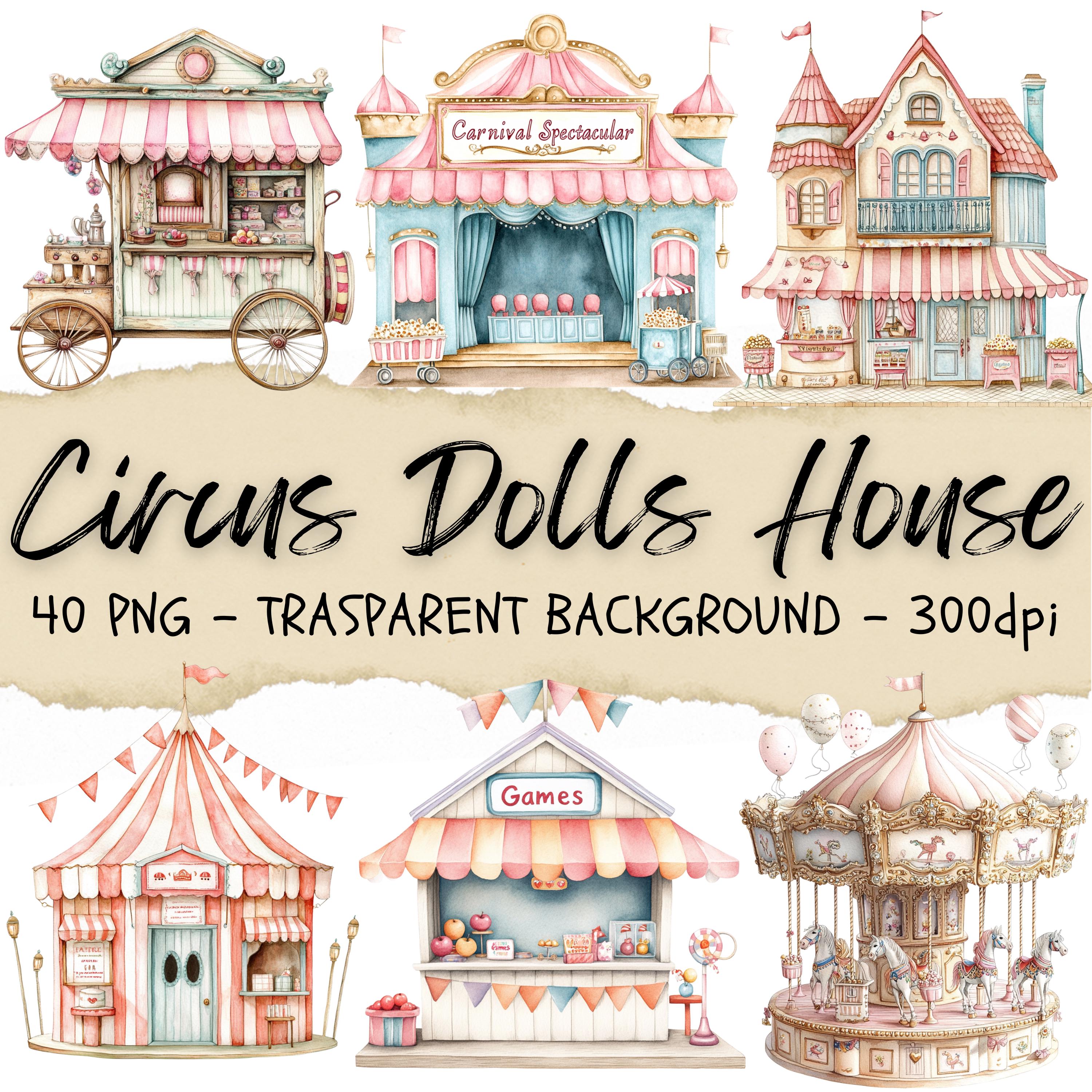 40 Circus House Doll Clipart, Circus Performers Clipart Clipart