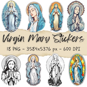 18 Madre Maria Png, Vergine Maria Clipart, Opera d'arte cristiana, Clipart della Bibbia, Arte digitale del paradiso, Adesivi di preghiera Journal