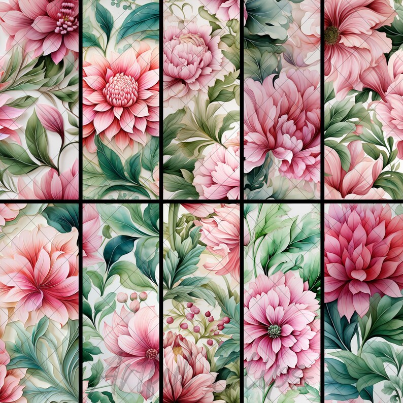 Scagliola Patterns Watercolor Floral Pattern, Florentine Scagliola Design (digital ...