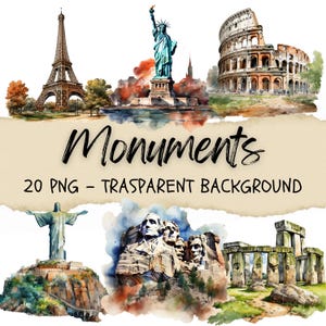 18 Monumentos Clipart, Viagem Clipart, Estátua da Liberdade, Monumento Nacional, Viagem, Marcos Famosos, Diário de Lixo