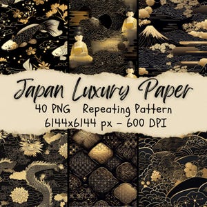 40 patrones de lujo de budismo, papel de regalo de tela de arte budista, patrón de estilo loto repetido, papel de decoupage imprimible