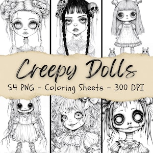 54 gruselige Horror Puppen Malvorlagen: Gothic Art (Digitaler Download)