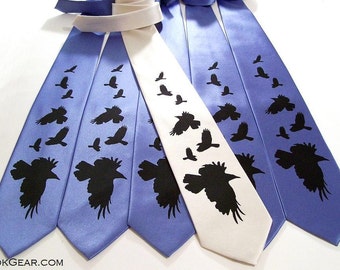 Mens Crow ties - 2 Mens neckties colors of your choice print to order by RokGear