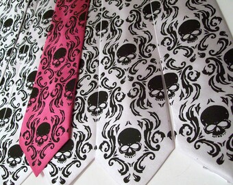 6 Wedding skull ties Mens neckties Custom colors of your choice print to order by RokGear
