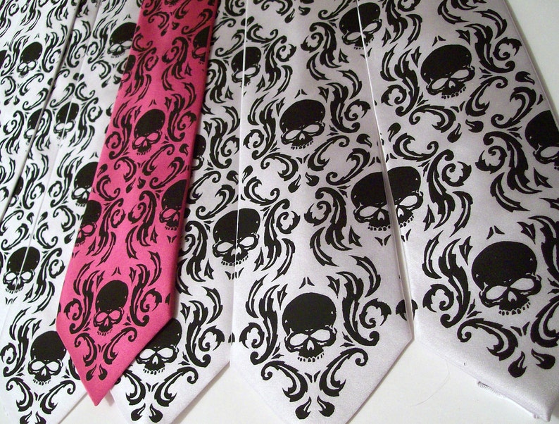 9 neckties 7 Mens and 2 Boys tie Skull Damask design by RokGear image 6