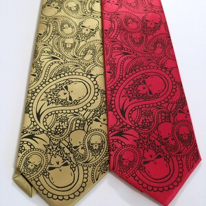 Mens Necktie, paisley skull tie image 1