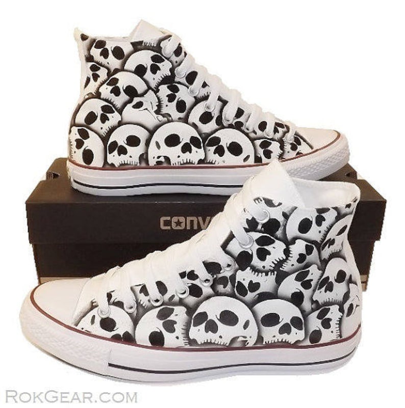 Skull Converse All Star High Top Hand Painted by RokGear all sizes all colors made to order image 3