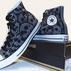 Skull Converse All Star High Top Hand Painted by RokGear all sizes all colors made to order image 5