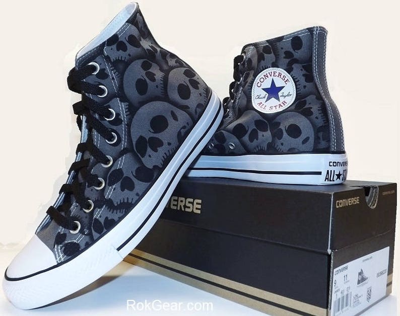 Skull Converse All Star High Top Hand Painted by RokGear all sizes all colors made to order image 5