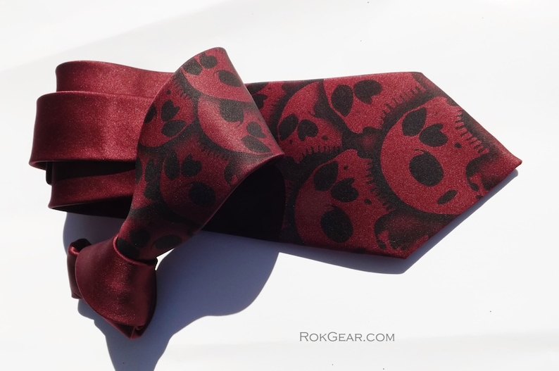 Custom Skull tie Men's necktie Available in over 50 different necktie colors hand painted skulls by RokGear image 6