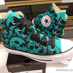 Skull Converse All Star High Top Hand Painted by RokGear all sizes all colors made to order image 8