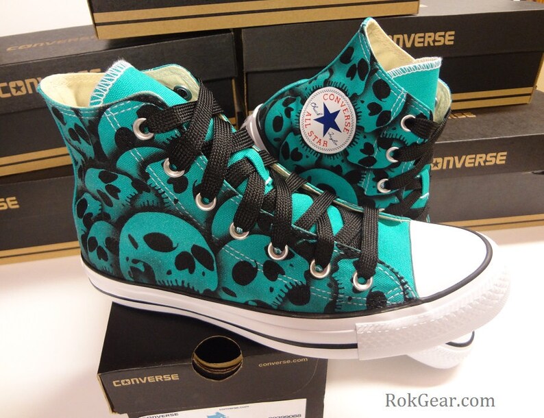 Skull Converse All Star High Top Hand Painted by RokGear all sizes all colors made to order image 8