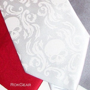 RokGear Skull Damask Necktie Print to order in custom colors of your choice image 2