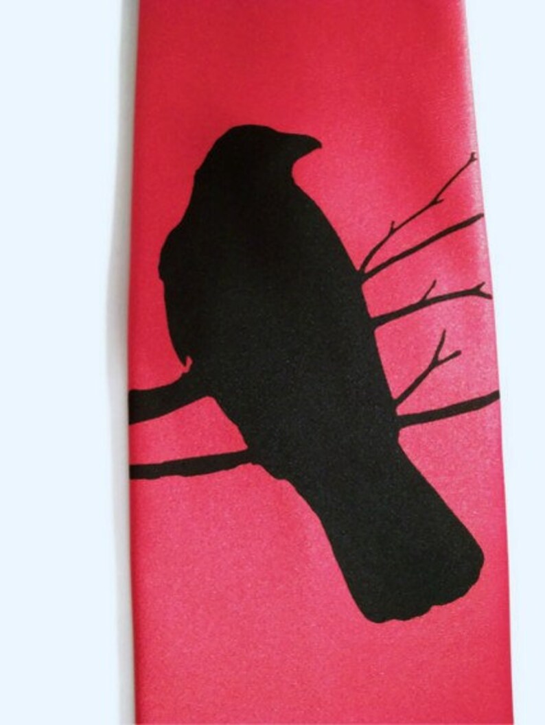 10 Men's Microfiber neckties Print to order colors of your choice RokGear Crow Raven design image 1