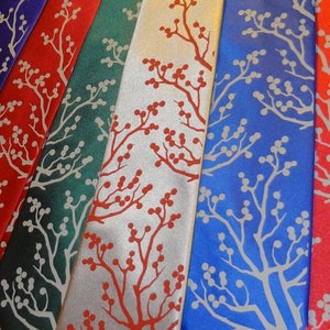 Mens necktie Winter berries design tie, hand screen print design by RokGear image 4
