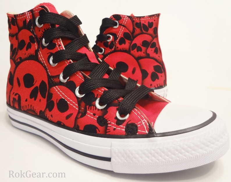 Skull Converse All Star High Top Hand Painted by RokGear all sizes all colors made to order image 1