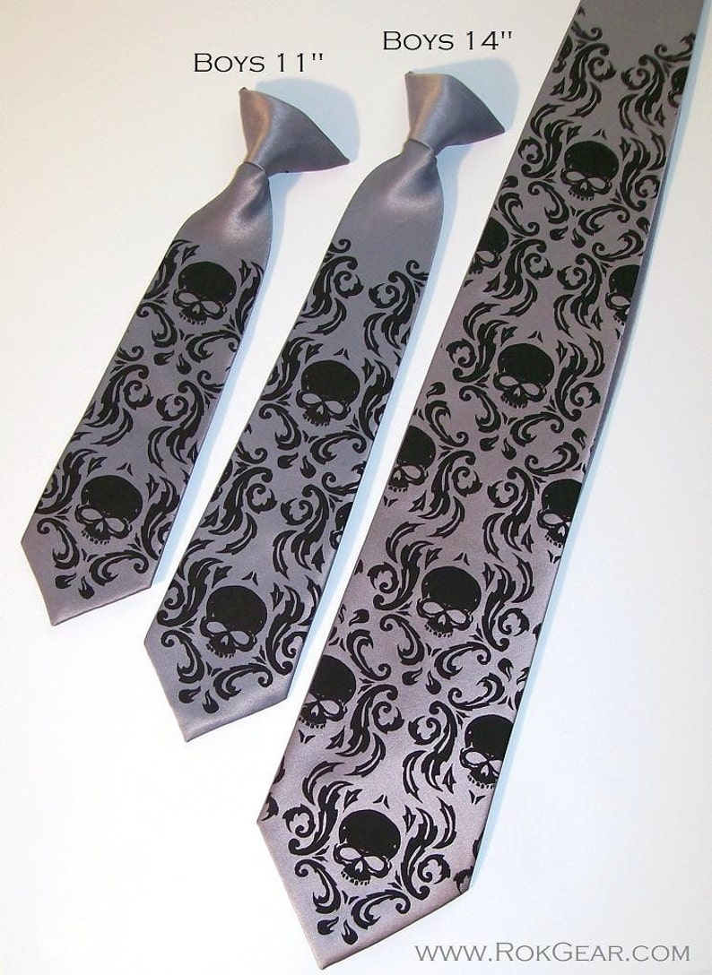 9 neckties 7 Mens and 2 Boys tie Skull Damask design by RokGear image 3