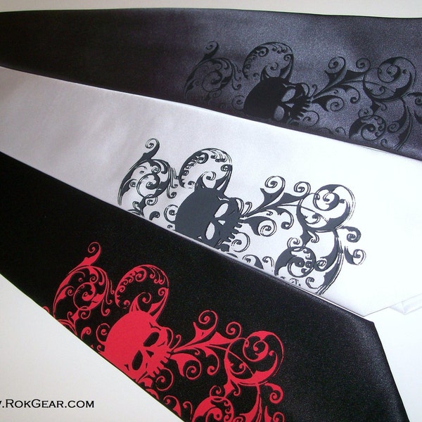 Necktie, Black tie Red distressed skull