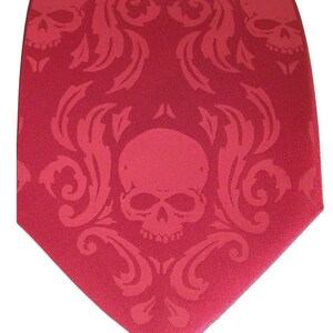 4 Skull Neckties Skull Damask Wedding set of Men's microfiber ties Print to order in colors of your choice by RokGear image 6