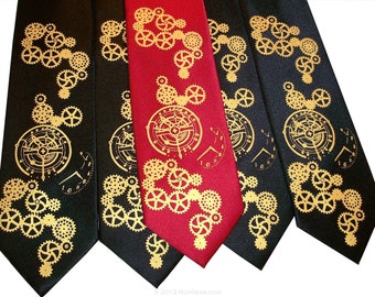 3 Mens steampunk neckties microfiber ties, print to order in colors of your choice custom ties by RokGear