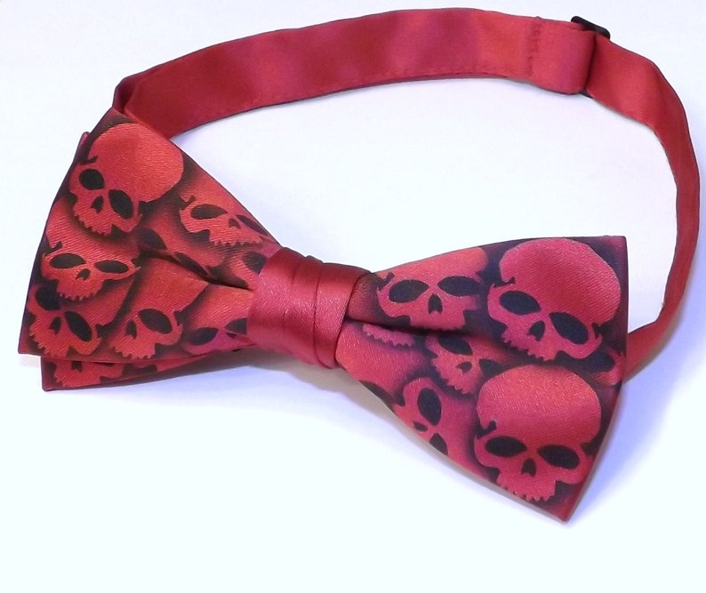 6 Red collar band bow ties Men Skull bow tie by RokGear image 1