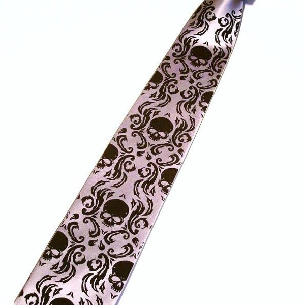 Microfiber necktie, custom colors. print to order Skull Damask tie