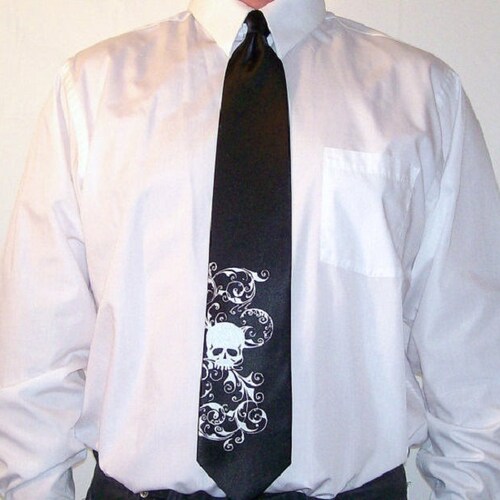 6 Skull ties - 5 Mens neckties and 1 Boys shops custom color neckties print to order in colors of your choice by RokGear