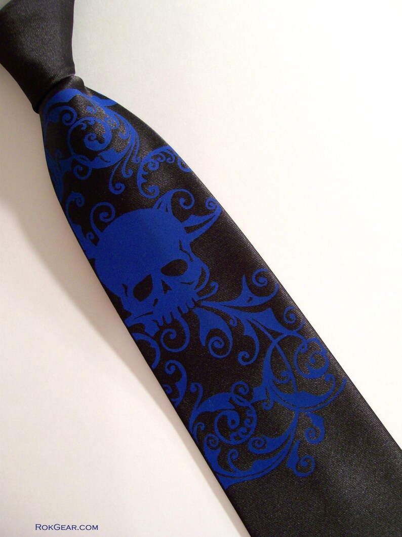 RokGear Skull tie mens microfiber necktie custom colors original art work by RokGear image 3