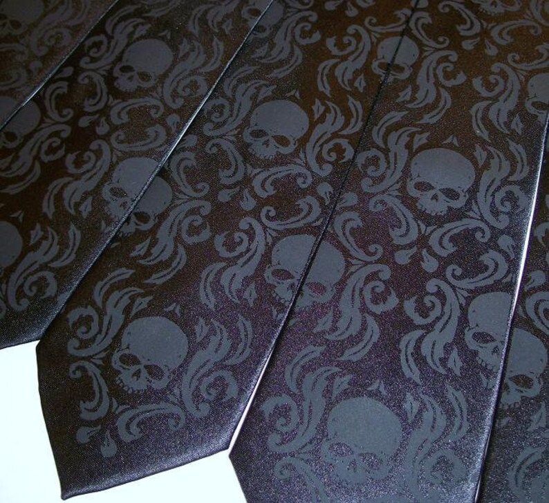 9 neckties 7 Mens and 2 Boys tie Skull Damask design by RokGear image 1