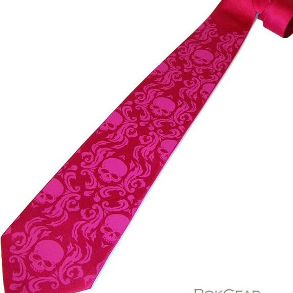 Men's necktie. Skull Damask tie.