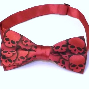 6 Red collar band bow ties Men Skull bow tie by RokGear image 3