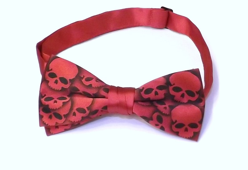 6 Red collar band bow ties Men Skull bow tie by RokGear image 3