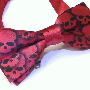 6 Red collar band bow ties Men Skull bow tie by RokGear image 2