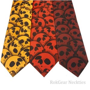 Custom Skull tie Men's necktie Available in over 50 different necktie colors hand painted skulls by RokGear image 1