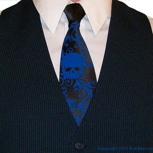 RokGear Skull tie mens microfiber necktie custom colors original art work by RokGear image 1